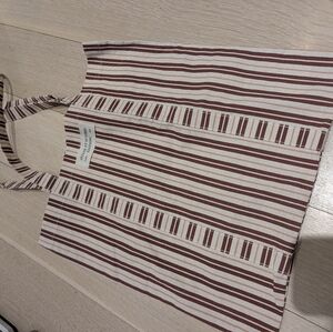 Sezane Striped Canvas Tote Bag in Cream and Brown